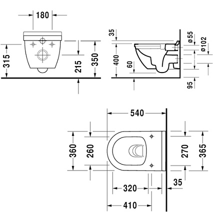 Подвесной унитаз Duravit Starck 3 Rimless (с крышкой SoftClose) 45270900A1