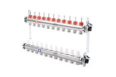 Коллекторная группа 1х3/4, 11 выходов, с расходомерами и термостатическими вентилями, нерж. сталь Uni-Fitt 450I4311
