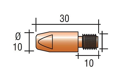 Наконечник токопроводящий Cu-E, М8x30 мм, 0.8 мм для горелок mig/mag Энаргит Cu-E-M8x30x08