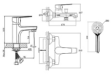 Душевой набор Orange Loop M26-311gr 3в1, графит