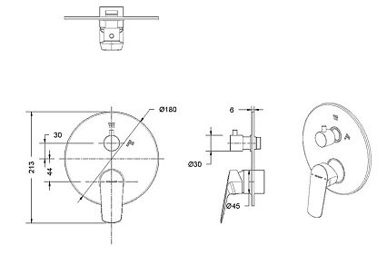 Смеситель для душа Bravat Rhein PB8429564BW-2-ENG черный