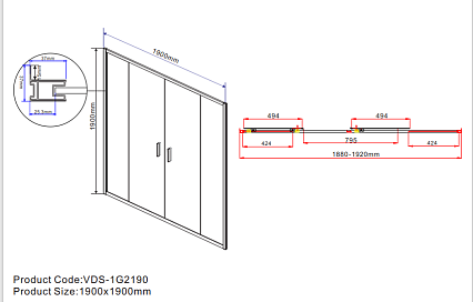 Душевая дверь Vincea Garda VDS-1G2190CL 190x190 хром, прозрачное
