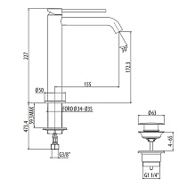 Смеситель для раковины Gattoni Circle Two 9146/91NO черный матовый