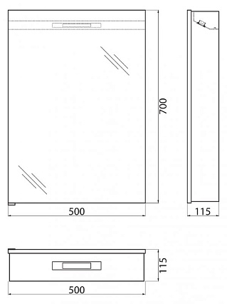 Зеркальный шкаф BelBagno SPC-1A-DL-BL-500 50 см