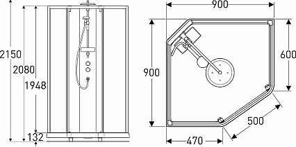 Душевая кабина IFO/IDO Showerama Comfort 90x90 пятиугольный профиль белый, стекло прозрачное