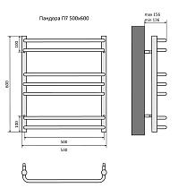 Полотенцесушитель водяной Aquatek Пандора П7 50x60 хром, AQ RRС0760CH