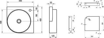 Раковина Ravak Yard XJX01045000 45 см без отверстия