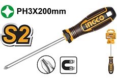 Крестообразная отвертка Ingco HSDPH2038, PH3, 200мм HSDPH3200