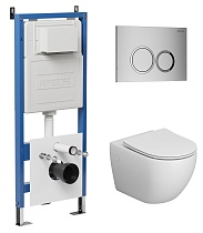 Подвесной унитаз Grossman с инсталляцией 900.K31.01.000+клавиша хром матовый 700.K31.01.110.110+унитаз GR-4411S