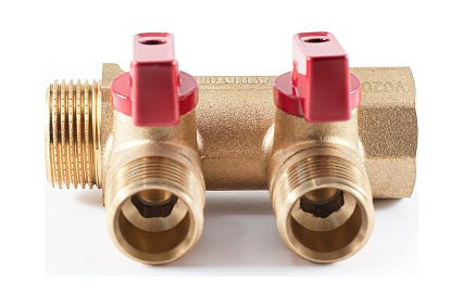 Коллектор с шаровыми кранами PROFACTOR в/н 3/4" х 2 вых 1/2"нар PF MV 264.2
