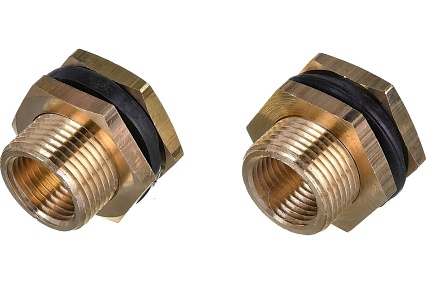 Штуцер для врезки в бочку 1/2" ВР х 3/4" НР + уплотнитель, 2 шт HG 1649809