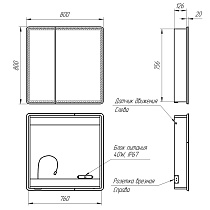 Зеркальный шкаф Lemark Element 80x80 с подсветкой LM80ZS-E, белый глянец