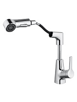 Смеситель для раковины Wonzon&Woghand WW-121B108-CR выдвижной излив, хром