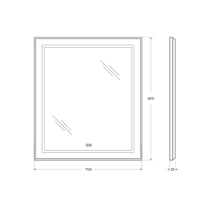 Зеркало BelBagno SPC-KRAFT-700-800-LED-TCH-WARM-NERO 70x80 см антипар, черный