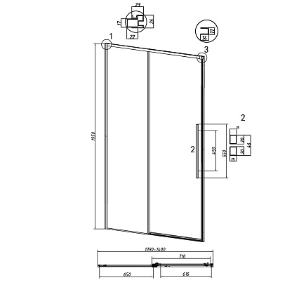 Душевая дверь Grossman Galaxy 140x195 тонированное, черный матовый 100.K33.01.140.21.10