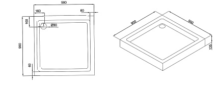 Поддон для душа Black&White Stellar Wind Easy Plumb SQ-08H 80x80 квадрат