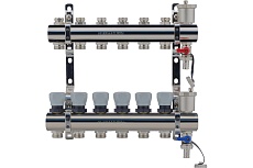 Коллекторная группа PROFACTOR латунь, с регулирующими клапанами, в сборе, 1х6 выходов 3/4 ЕК PF MB 804.6
