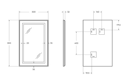 Зеркало BelBagno SPC-KRAFT-500-800-SENS-NERO 50x80 см сенсорный выключатель, черный