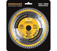 Диск пильный по дереву Woodmaker 255x30/25.4 мм, Z=60 ATB Diamond Industrial DIDD255Z60
