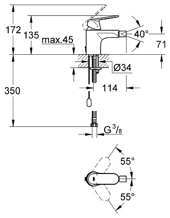 Смеситель для биде Grohe Eurosmart Cosmopolitan 32840000