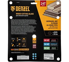 Пильный диск по дереву Denzel 235x30 мм, 24 зубьев 733537