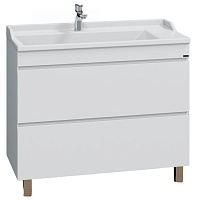 Тумба с раковиной Санта Марс 100 см напольная с ящиками, белый