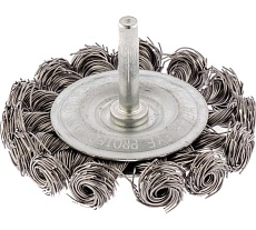 Щетка плоская со шпилькой (75 мм; крученая проволока 0.5 мм) для дрели Сибртех 744307