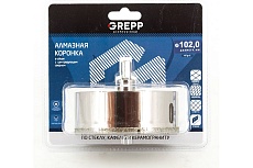 Коронка алмазная сверлильная для стекла, мрамора, керамогранита, кафеля 102 мм GREPP 403-0102