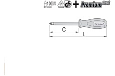 Отвертка Unior изолированная VDE 1000V, PH 1x80мм 3838909164441
