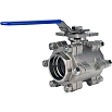 Кран шаровой DN.ru BV3232P(3pc)-FP-SW-ISO-H Ду40 Ру63 полнопроходной, под приварку, материал корпуса - нержавеющая сталь SS316, с ISO-фланцем и рукояткой