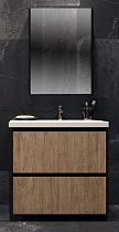 Мебель для ванной Velvex Klaufs 90 см напольная, 2 ящика черный матовый/дерево шатанэ
