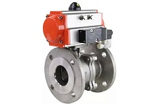 Шаровой кран DN.ru КШФП Ду200 Ру16, пневмопривод SA-270, пневмораспределитель 24В D160-02030