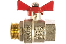 Кран шаровой Valtec Base рукоятка бабочка 3/4" внутренняя-наружная VT.218.N.05