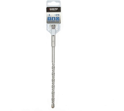 Бур SDS-plus 8х210 мм, 2-х гранный наконечник с твердосплавной напайкой YG8C GREPP 103-08210