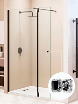 Душевая перегородка RGW Walk In WA-054B (WA-010B + Z-072B) 100x195 черный, прозрачное 351005403-14