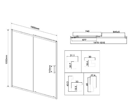 Душевая дверь Vincea City VDS-5CT150MT 150x195 хром, текстурная Душевая дверь Vincea City VDS-5CT150MT 150x195 хром, текстурная