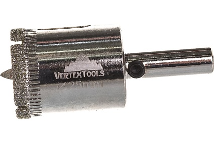 Коронка с центрирующим сверлом по стеклу и керамике (25х55 мм) Vertextools 336-25-55