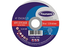 Круг отрезной по металлу (125х3,0х22 мм, A 24 S BF) Tsunami D16101253022000