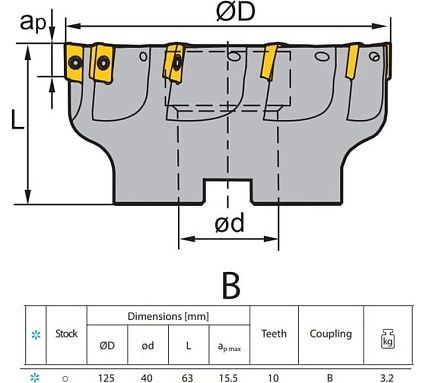 Корпус фрезы 125 мм под пластину APKT16 ZCC-CT EMP02-125-B40-AP16-10C