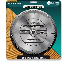 Диск пильный по дереву MKSS Toolbox Woodcutter WC2600 260x60Тх30/20 мм WC26006030