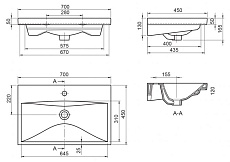 Раковина BelBagno BB-0321-70-LVB 70 см