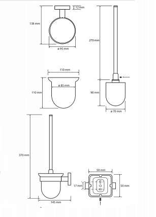 Ерш подвесной Bemeta Tasi 154113012 хром/белый