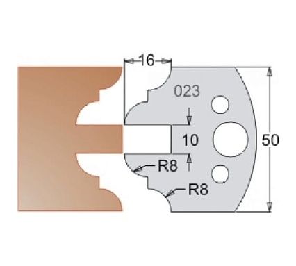 Нож мультисистема HSS фасад профиль R8;8 50x20x4 мм Dimar 3302350