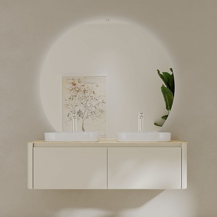 Мебель для ванной Black&White Universe U916.1400-2 Double 140 см, бежевый, две раковины Мебель для ванной Black&White Universe U916.1400-2 Double 140 см, бежевый, две раковины