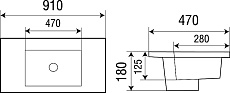 Раковина WeltWasser DEILBACH 7506-90 MT- BL 91 см, 10000005567 черный матовый