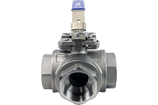 Шаровой кран DN.ru 3-ходовой l-тип стандартнопроходной rp.ss316-iso ду100 ру63, резьбовой D160-07670