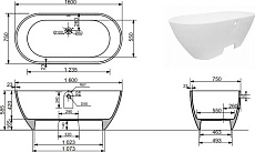 Ванна из искусственного камня Aquanet Family Stone 160х75 см, AQ-00332889