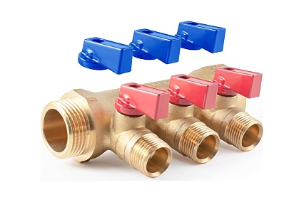 Коллектор с шаровыми кранами PROFACTOR в/н 1" х 3 вых 1/2"нар PF MV 265.3