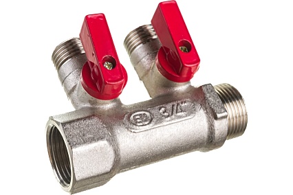 Коллектор с отсекающими шаровыми кранами EUROS 2 выхода 3/4" x 1/2" EU.ST3042125 2x34x12