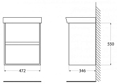 Тумба с раковиной BelBagno Neon 50 см, 2 ящика, Rovere Scuro